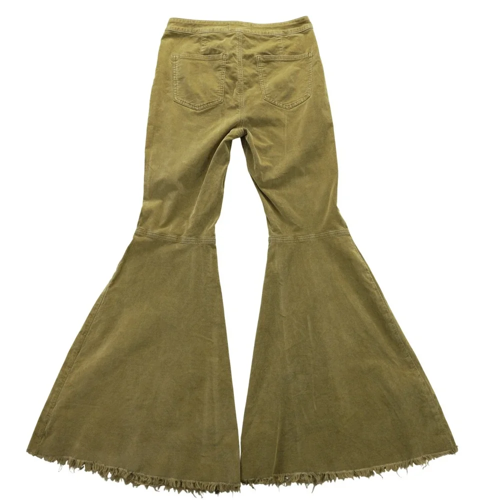 We The Free People Corduroy‎ Flare Pants 29 Gold Bell Bottom Raw Hem Boho